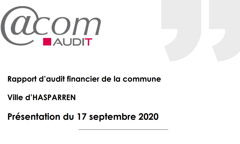 Hasparren : Rapport d'audit financier de la commune - 2020